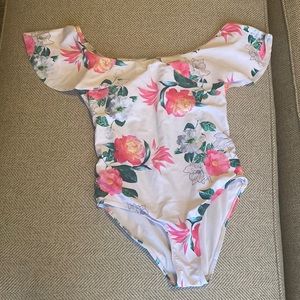 One Piece Floral Off The Shoulder Swimsuit Size M